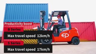 การสาธิตซีรีส์ EP EFL: แบตเตอรี่ 205Ah-460Ah ยางตัน และเครื่องชาร์จในตัว