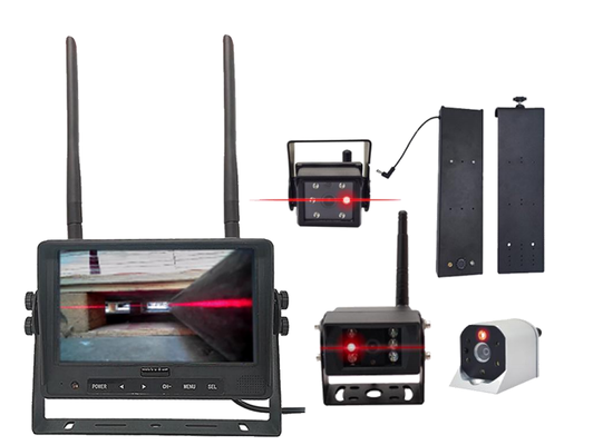 2.4G Wireless 7 Inch FHD Laser Positioning Forklift Monitoring System IP68 Waterproof Anti-Collision Camera with Loop Recording
