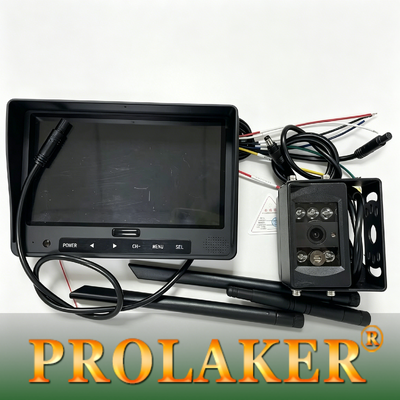 2.4G ล้อไร้สาย 7 นิ้ว FHD ระบบติดตามการตั้งตําแหน่งเลเซอร์ Forklift IP68 กล้องป้องกันการชนกันแบบกันน้ําพร้อมบันทึกลุป